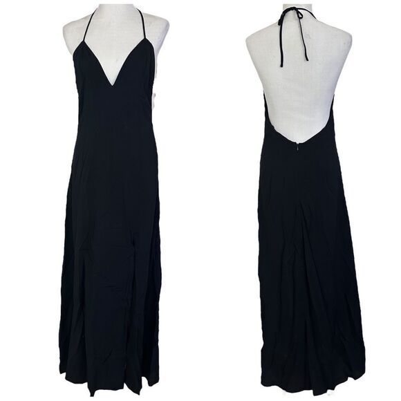 Toni Black cocktail classic slip dress Sleeveless Low Back formal Maxi Gown - Picture 1 of 10